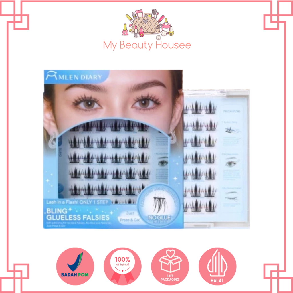 MLEN DIARY BLING GLUELESS FALSIES - LEM BULU MATA PALSU TANPA LEM - EYELASH EXTENSION