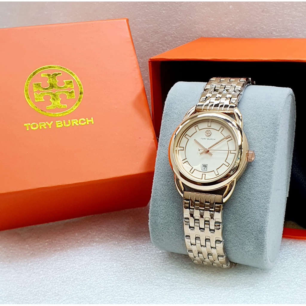 (New Arrival) Jam Tangan Wanita Fashion Tory Burch 7213 Tali Rantai Stainless Steel Tampilan Elegant