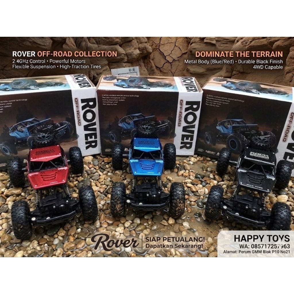 MAINAN ANAK MOBIL OFROAD REMOTE CONTROL RC ROCK CRAWLER ROVERS 4WD 4X4 SCALA 1:16 FREKUENSI 2,4GHZ B