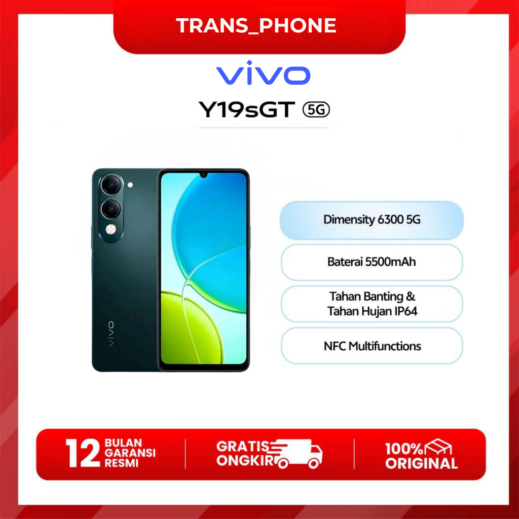 vivo Y19s GT 5G Ram 8/256GB / 8/128GB Garansi resmi