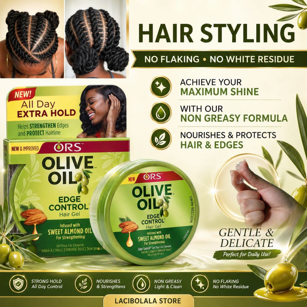 ORS Edge Control Olive Oil 64gr – Tahan Lama, Anti Frizz, Almond Oil | Gel Rambut Made In U.S.A