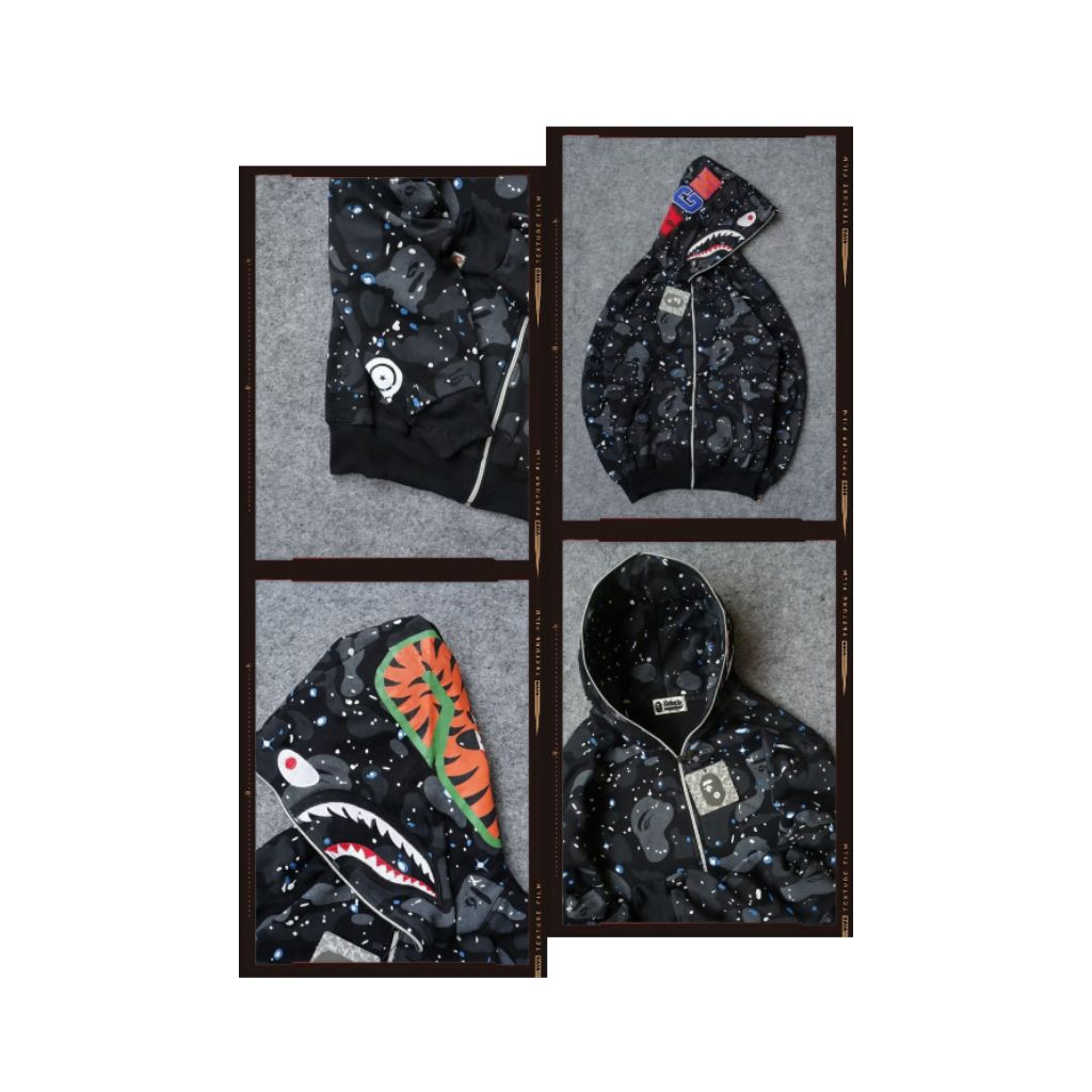 JAKET FULL ZIPPERRR HOODIE BAPE SHARK WGM CAMO FULL BORDIR FULL PRINT