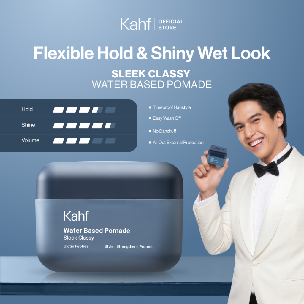 [POMADE NIKAHAN EL RUMI] Kahf Water-based Pomade Sleek Classy 70 g - Pomade Rambut Pria - Approved b