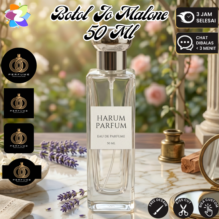 Stiker Botol Spray Parfum Jo Malone 50ml Parfume JoMalon Sticker Label Custom Premium Anti Minyak