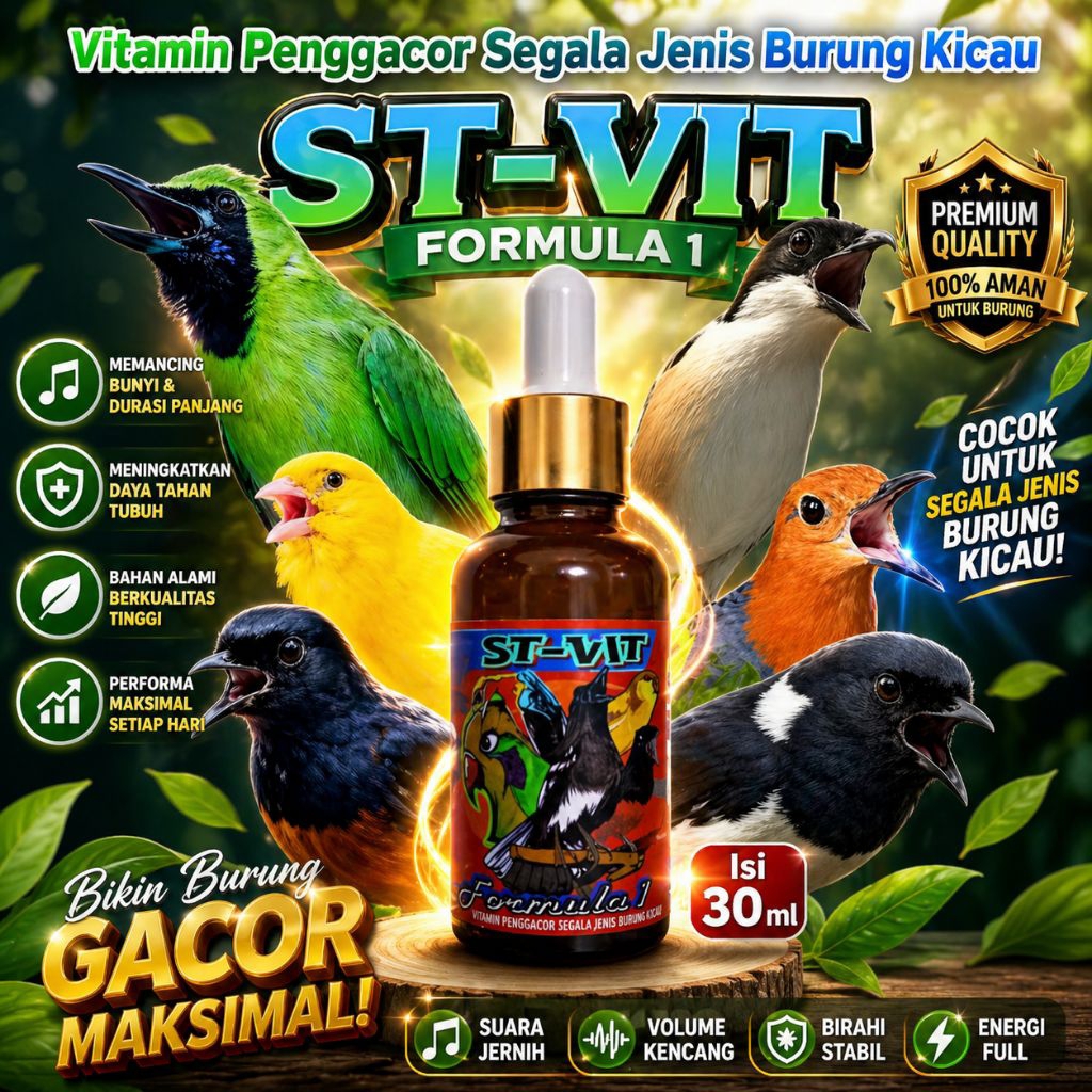 ST-VIT FORMULA 1 vitamin tetes Penggacor segala jenis burung kicau obat malas bunyi obat rajin bunyi