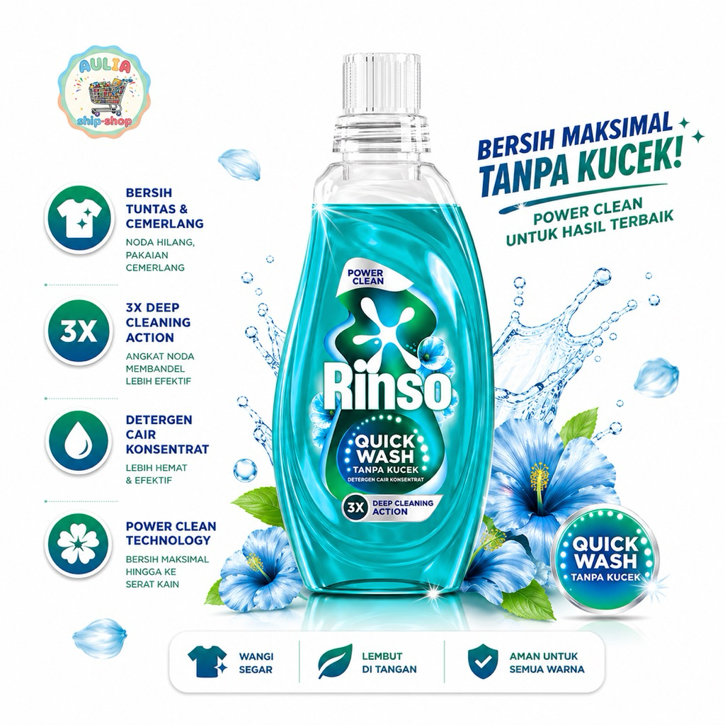 (BARU) Rinso Botol Detergen Cair Perfume Breeze 650g dan Rinso Botol Detergen Cair Pro-Scent 650g