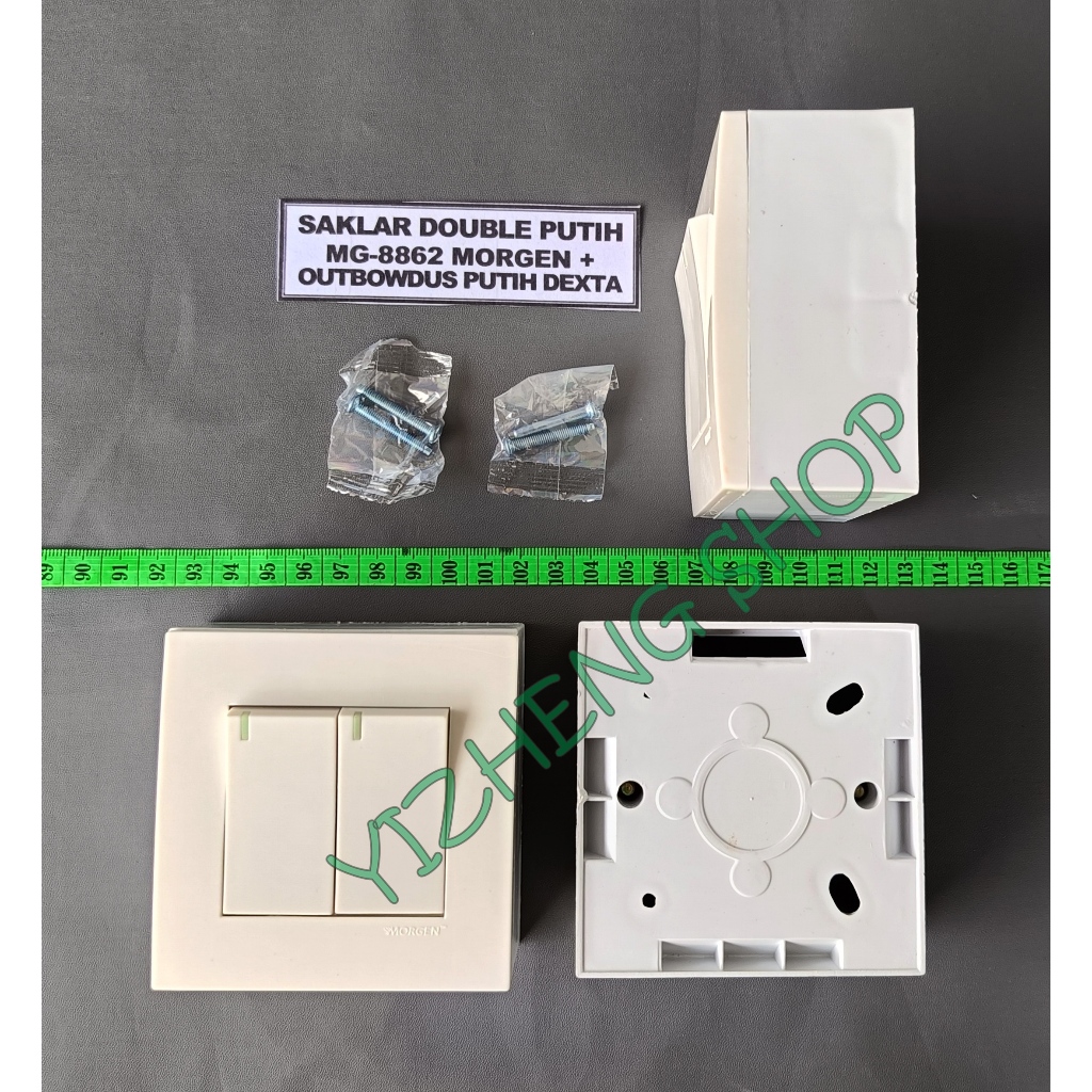 SAKLAR DOUBLE MG-8862 MORGEN+OUTBOW DUS PUTIH DEXTA