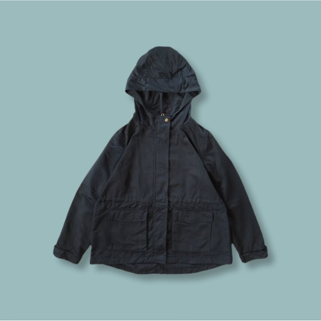 UniqueCewek - Jaket Cewek Boxy Gemoy Global Work 2 in 1 Navy Second