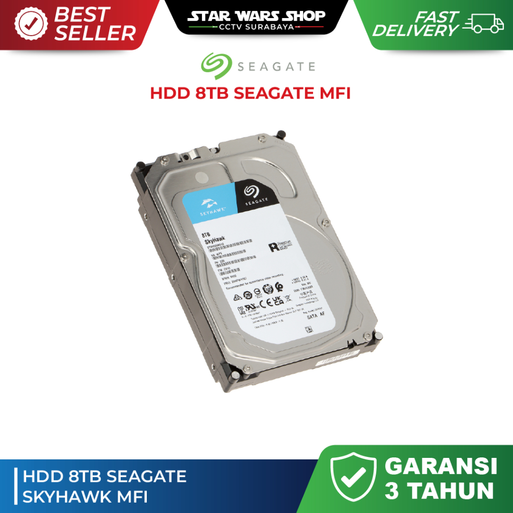 Seagate SKYHAWK HDD 3.5inch 8TB MFI HARD DISK INTERNAL CCTV - Garansi 3thn