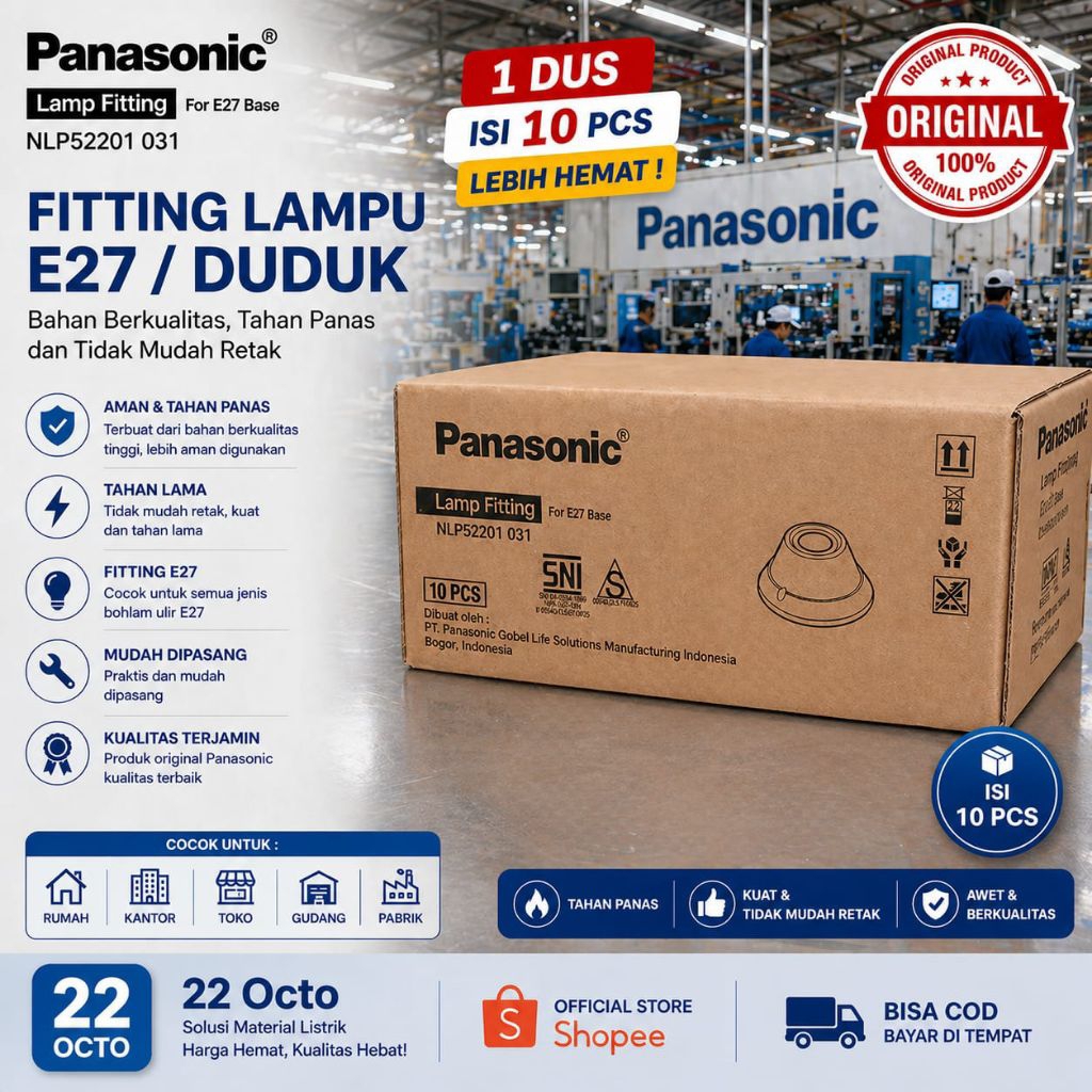 1 DUS FITTING LAMPU E27 PANASONIC ( NLP52201 & NLP52202 ).