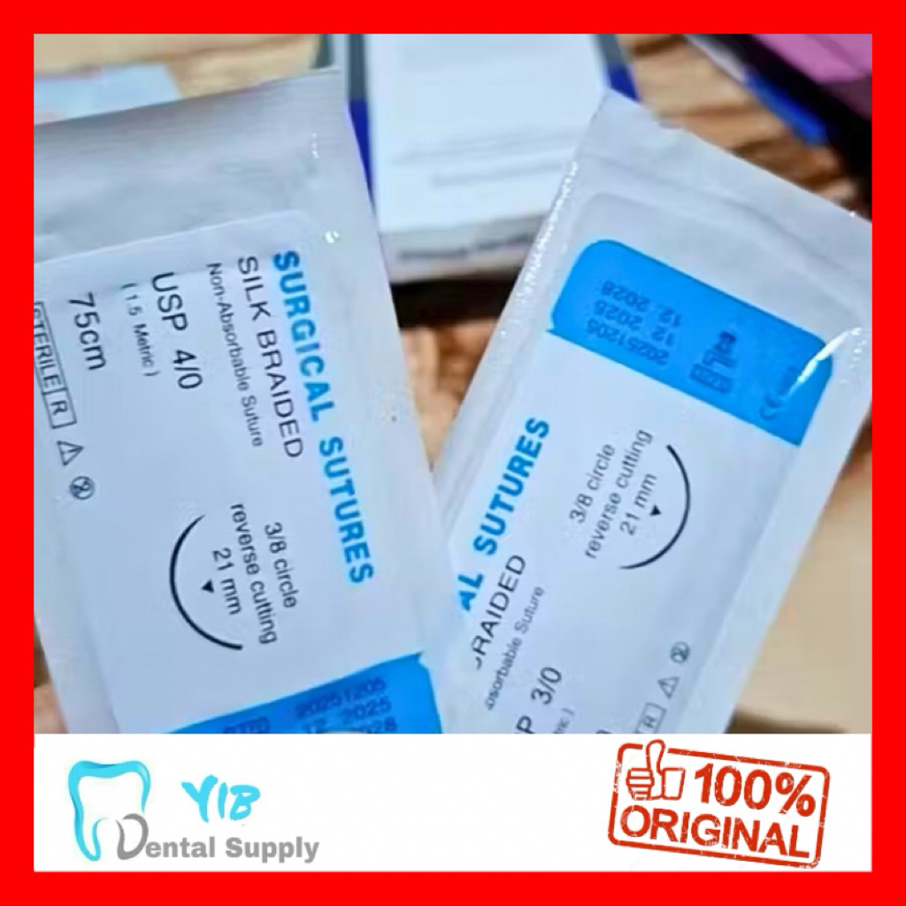 Dental Silk Braided Benang Suturing Jarum / benang steril