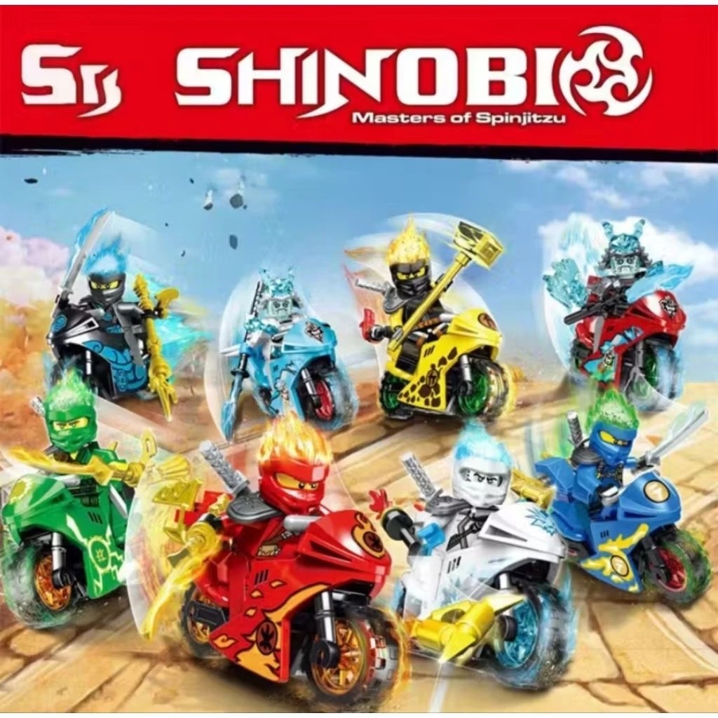 NAURA Mainan Anak Brick Ninja Go Mainan Ninja motor Senjata Lengkap Action Figure Murah Ninjago EN07