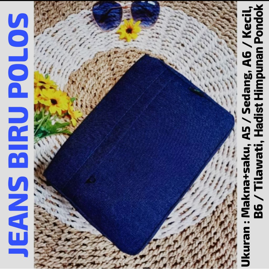 SAMPUL  COVER UNTUK ALQURAN, HADIST, DLL (JEANS POLOS BIRU TUA)