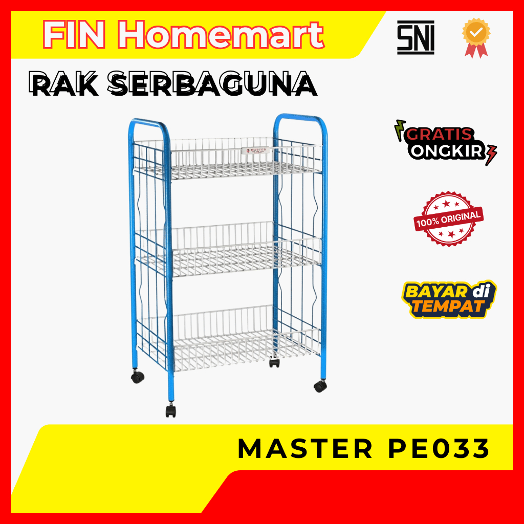 Rak Master PE 033 Rak Piring Minimalis Serbaguna 3 Tingkat Besi Anti Karat Powder Coating