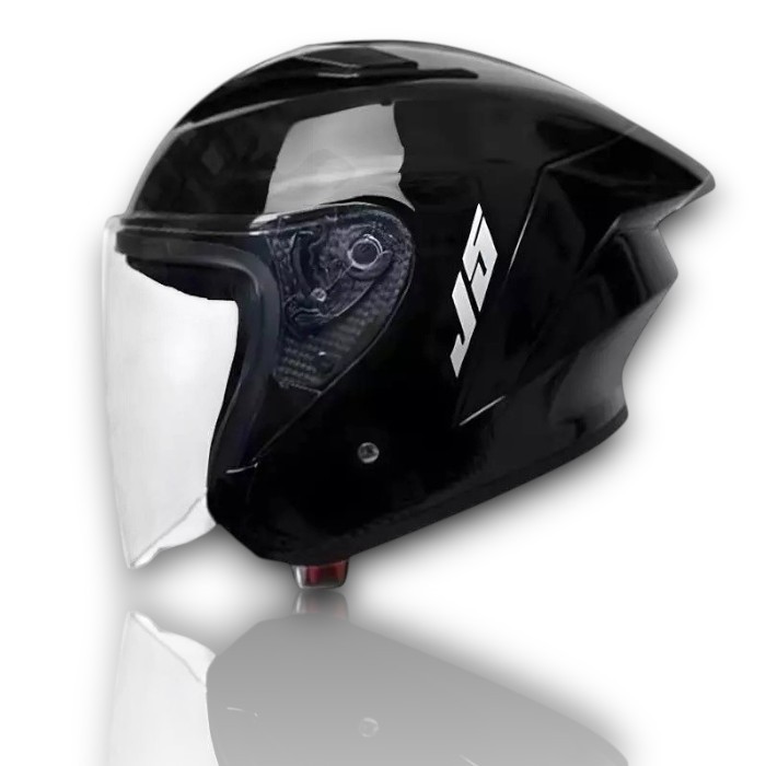 Helm Half Face J9 XYZ Solid Hitam Glosy Helm Kekinian SNI Dewasa