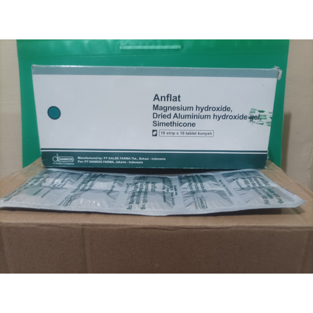Anflat tablet kunyah 1 strip isi 10 tablet obat untuk meredakan maag dan masalah lambung