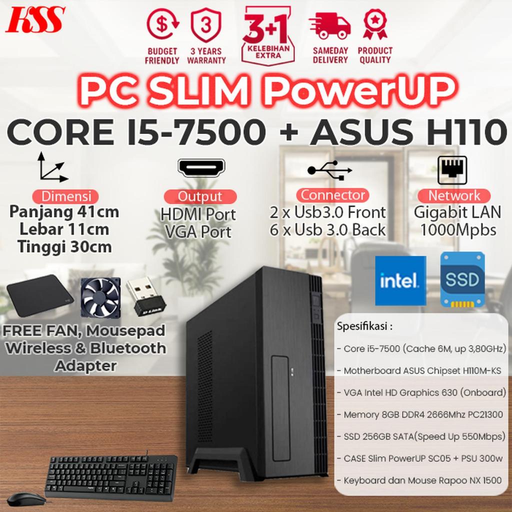 Komputer / Mini PC I5-7500, ASUS H110, 16GB DDR4, CASE Slim PowerUP