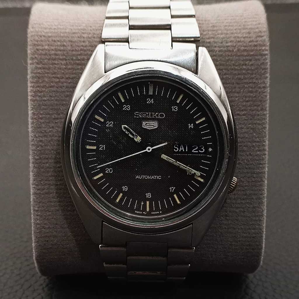 Seiko 5 Military Automatic 7009-3040 Black Waffle Textured Jam Tangan Pria Orginal ori Bekas