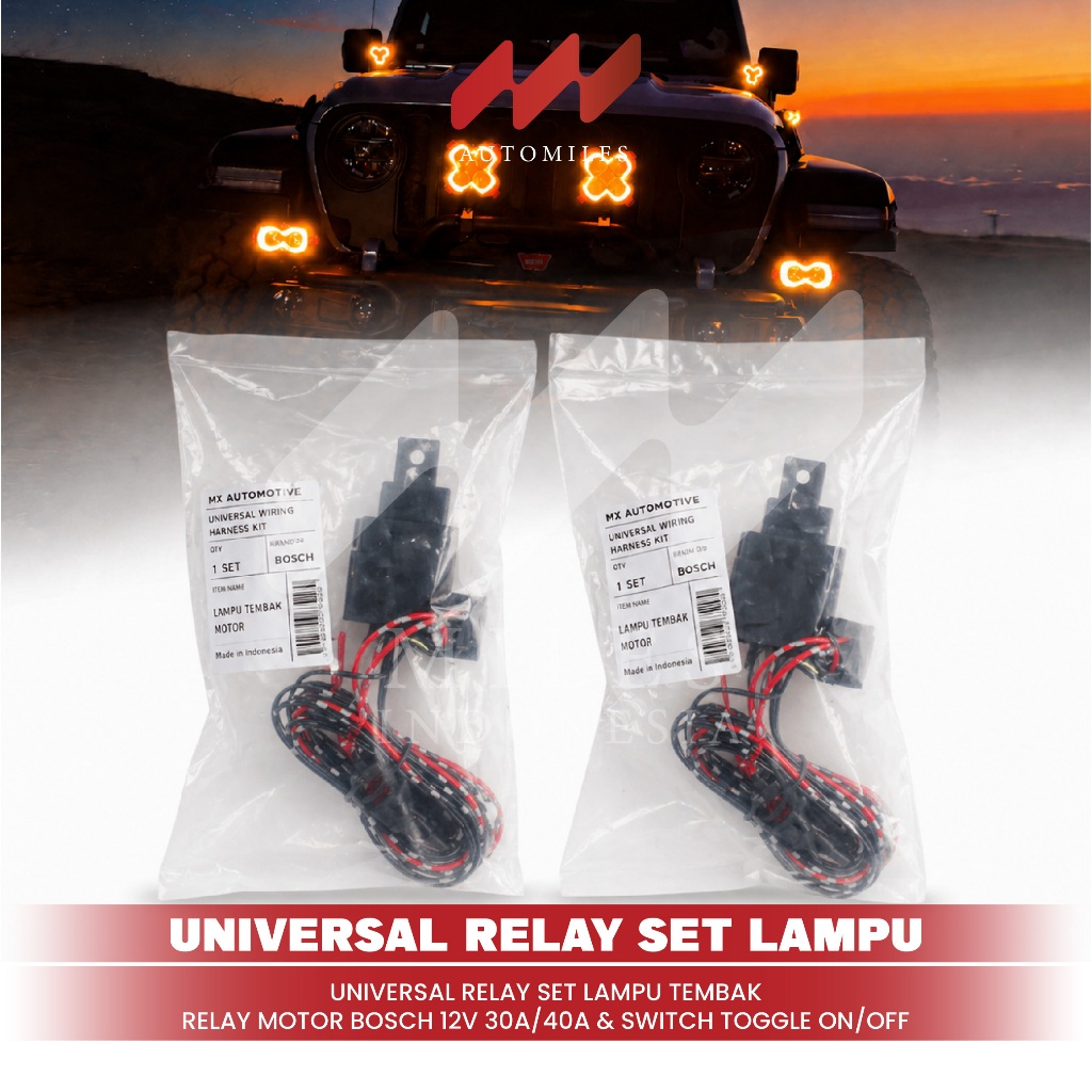 Kabel Relay Set Lampu Tembak Motor Lampu Foglamp dengan Relay Bosch 12v