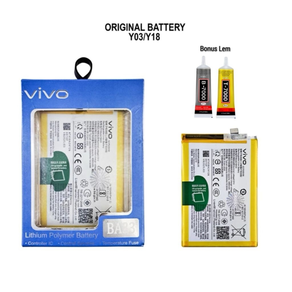 Baterai Batre BA33 Vivo Y03 / Y18 BA33 Batu Batrei Batrai BA 33 Battery Original 100% Distributor