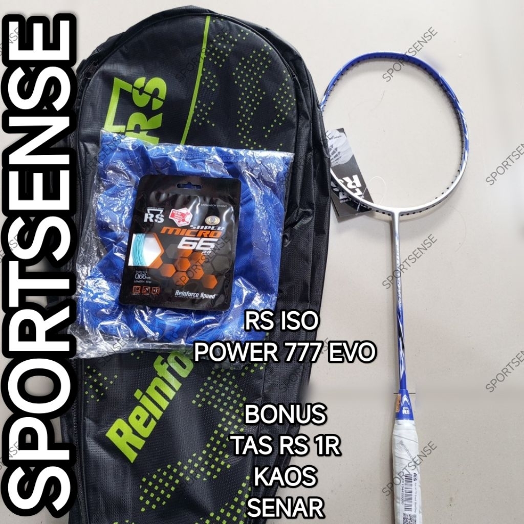 Raket Bulutangkis Badminton RS Iso Power 777 Evo I II Original Bonus Tas Kaos Senar