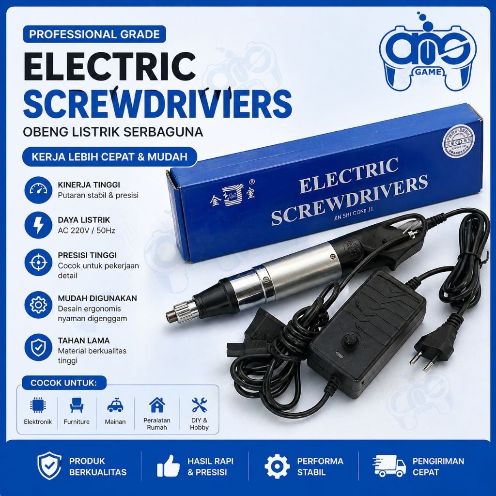 Obeng Listrik Electric Screwdriver Set 220V Lengkap + Adapter | Obeng Elektrik Mini Presisi Servis H