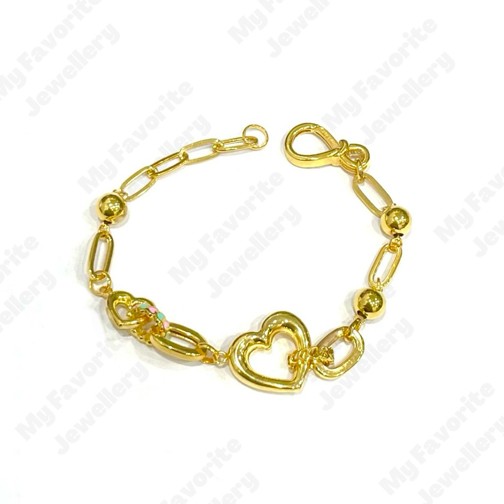 Gelang Mocca Variasi Hati Pinkeu Emas Asli Kadar 700 | My Favorite Shop Makassar |