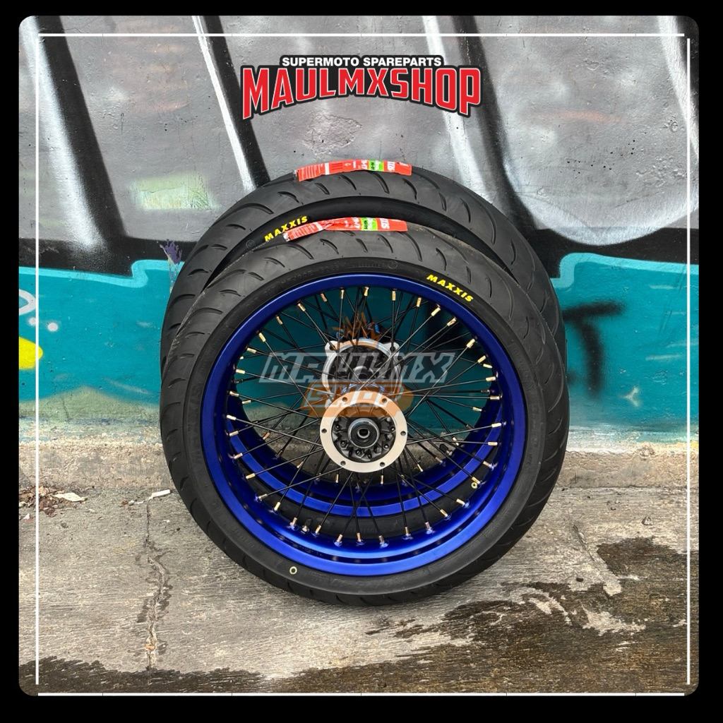 SEPAKET WHEELSET VELG SUPERMOTO SET KLX DTRACKER BAN MAXXIS