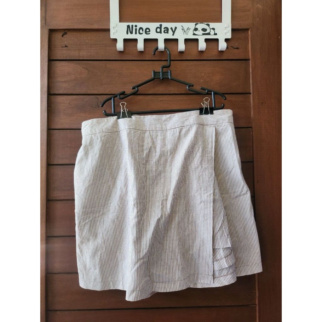Skort Rok Celana Linen Garis Big Size Plus Size Jumbo