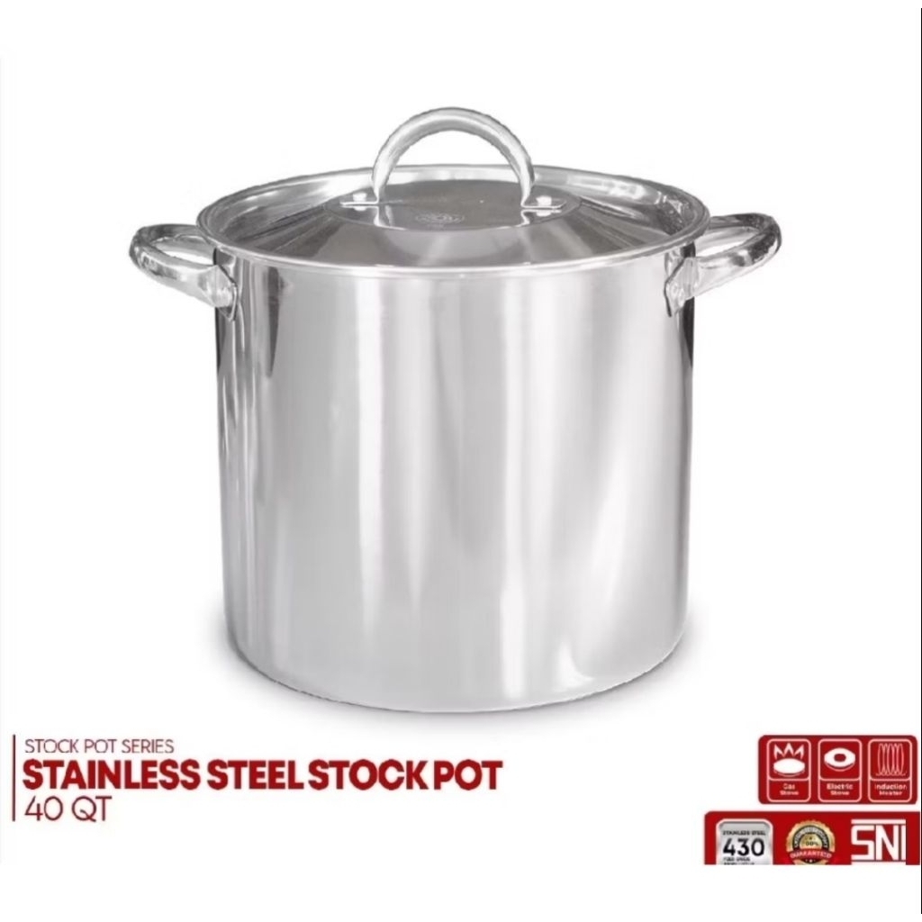 SUPRA STOCK POT 40QT 37.8 LITER PANCI STAINLESS JUMBO PANCI MASAK