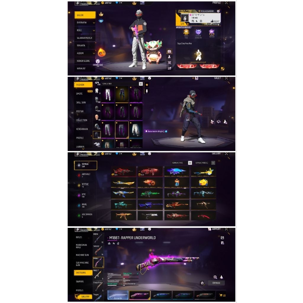 AKUN FREEFIRE SG 2 UNGU MURAH