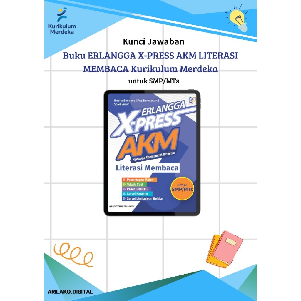 (ARILAKOSTORE) Kunci Jawaban ERLANGGA AKM LITERASI MEMBACA SMP Kurikulum Merdeka Erlangga