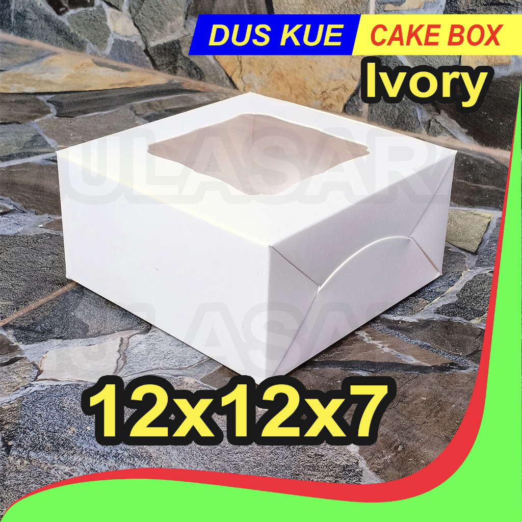 Dus 12x12x7/ IVORY Laminasi Dalam/ TUTUP JENDELA /12x12/ Dus Kue / Cake Box