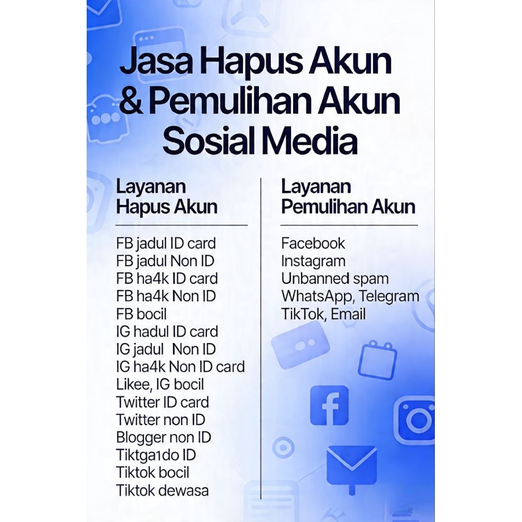 Jasa tutup dan pemulihan akun