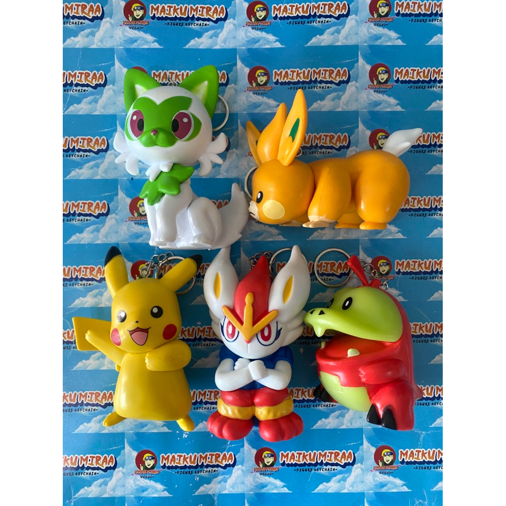 Figure Keychain / Gantungan Kunci Pokemon T Pikachu Fuecoco Sprigatito Cinderace Pawmi