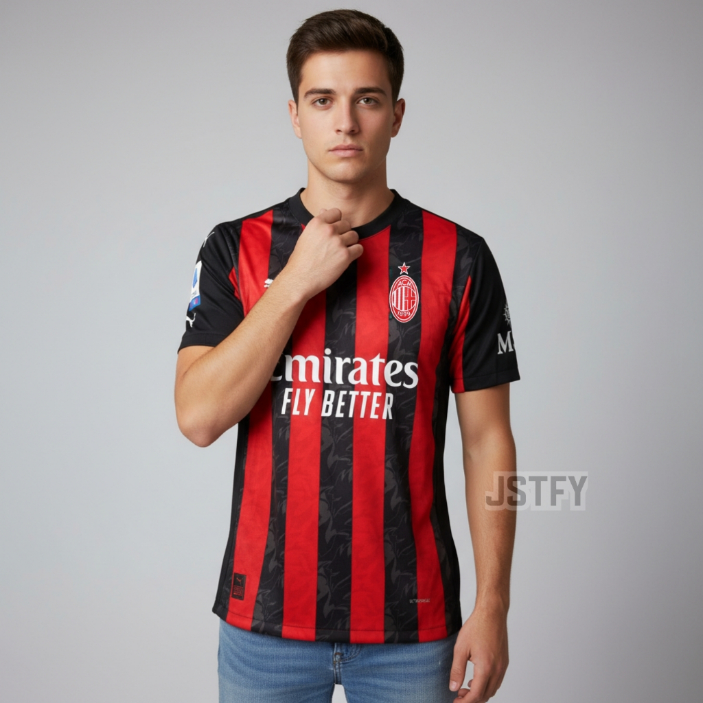 Jersey PLAYER ISSUE Acmln Home 2025 2026 Baju Bola Pi Version Merah Hitam Pasang Custom Sablon Nama 