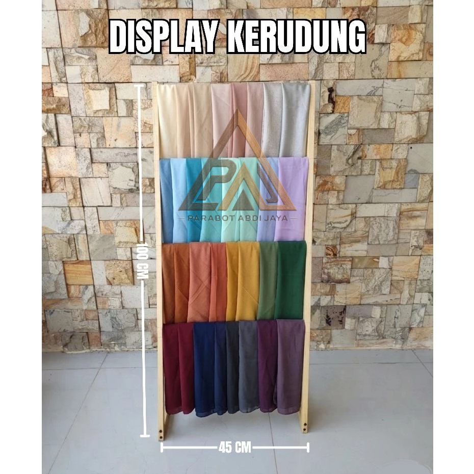 Display Hijab Gantungan Hijab Kayu Minimalis Rak Hijab Serbaguna