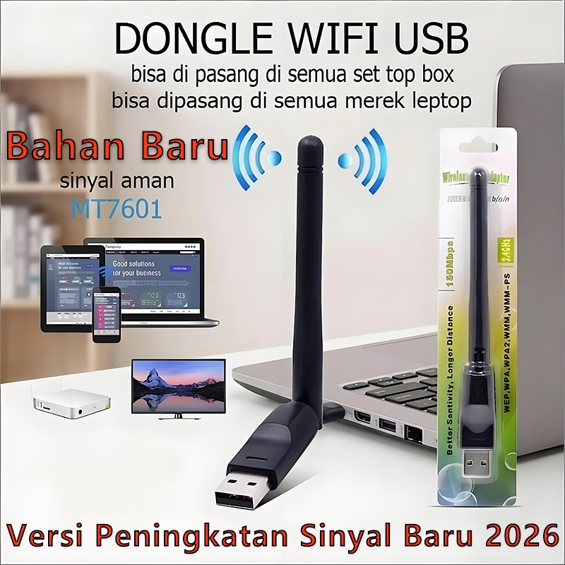 2026 USB Dongle Wifi Adaptor MT7601 Wireless Universal Kompatibel dengan Windows Linux Mac OS X