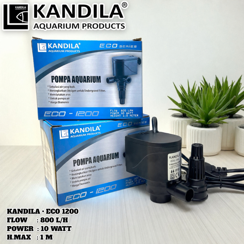 Kandila ECO 1200 Pompa Aquarium Celup - Water Pump Akuarium Kolam Mini 800LPH Hemat Listrik