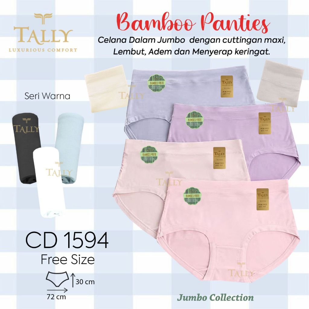 3pcs CD TALLY 1594 BAHAN KATUN BAMBUU - TALLY CD 1594 CELANA DALAM KATUN BAMBOO CUTTINGAN MAXI