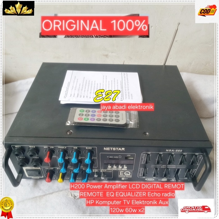 E27 BLUETOOTH AUDIO AMPLIFIER FC H200 Power Amplifier LCD DIGITAL REMOT REMOTE EQ EQUALIZER Echo  HP