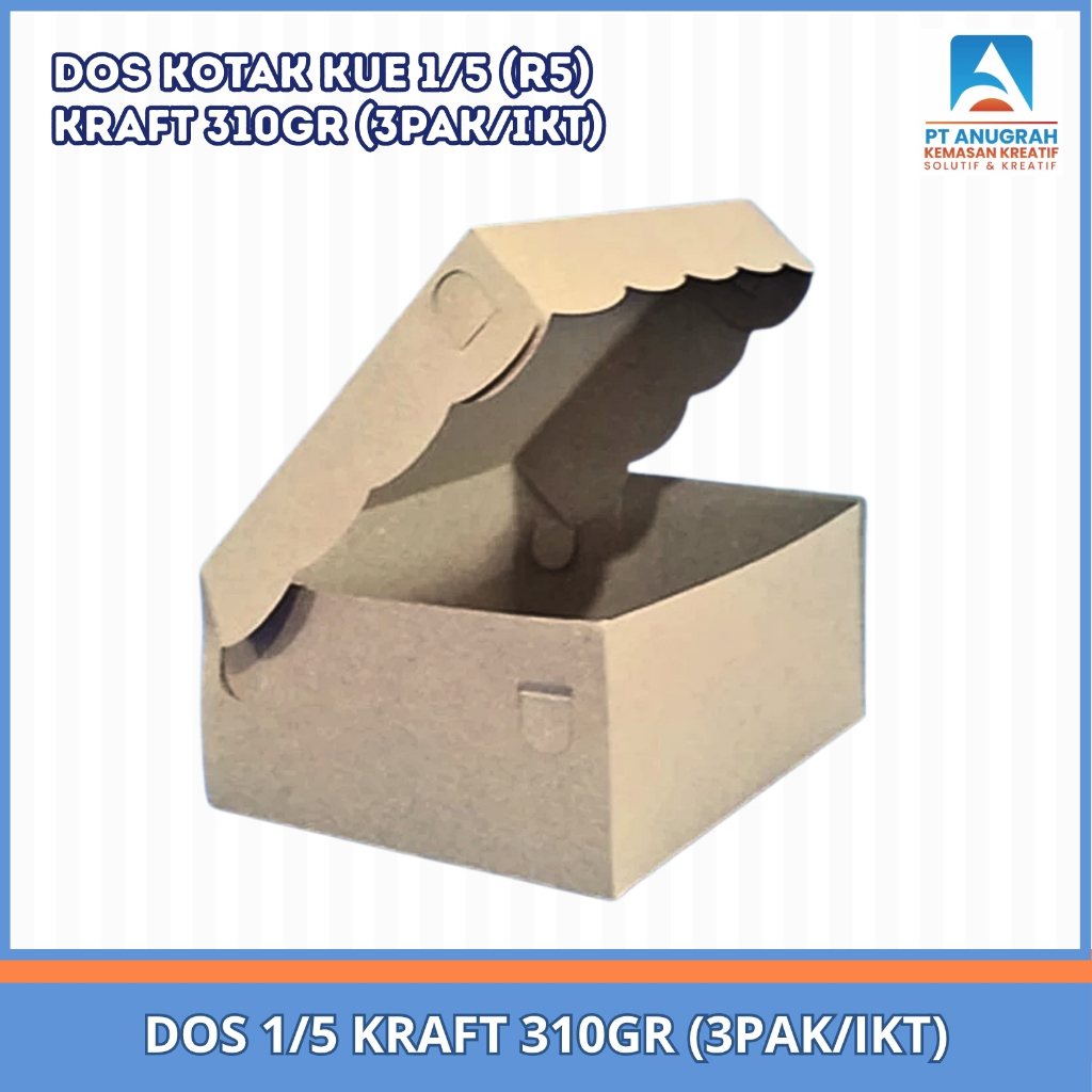 (100 PCS) Dos R5 Kraft 310 Gr / Dos Kue / Kotak Kue
