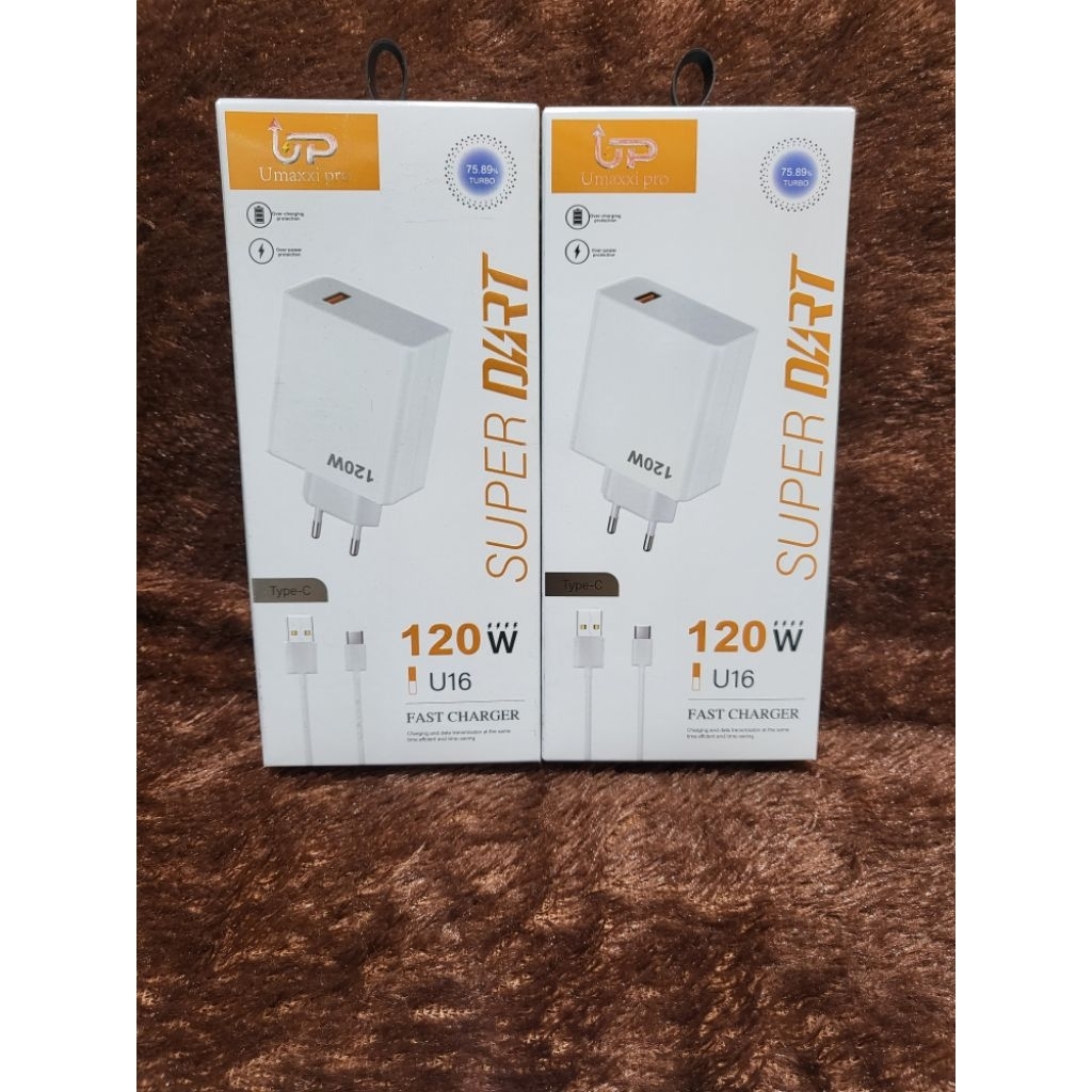 Umaxxi Pro Charger Super Dart 120w  Set Adaptor USB Type C Super Fast Charger  Power Adapter untuk P