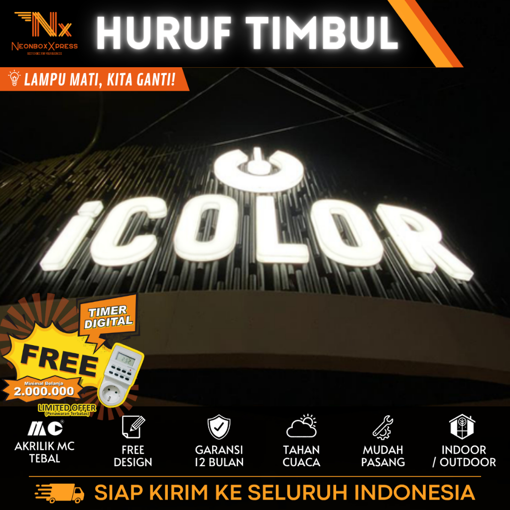 Huruf Timbul Akrilik | Huruf TImbul Custom Tulisan dan Desain | Huruf Timbul Outdoor/Indoor | 3D Let