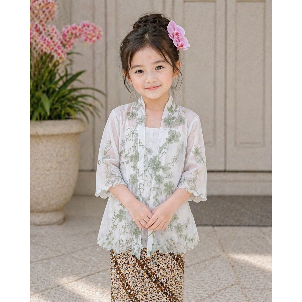 Kebaya Katun Bordir Anak Tangan Lonceng/Kebaya Anak/Kebaya Anak Tangan Lonceng