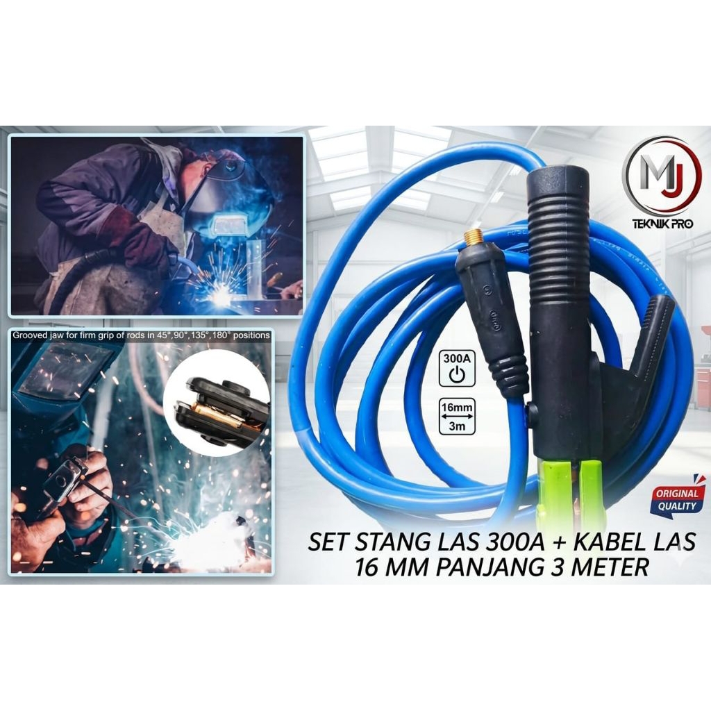 Tig Weld X Kentaro Set Stang Las 300 A + Kabel Las 16MM - 100% Tembaga
