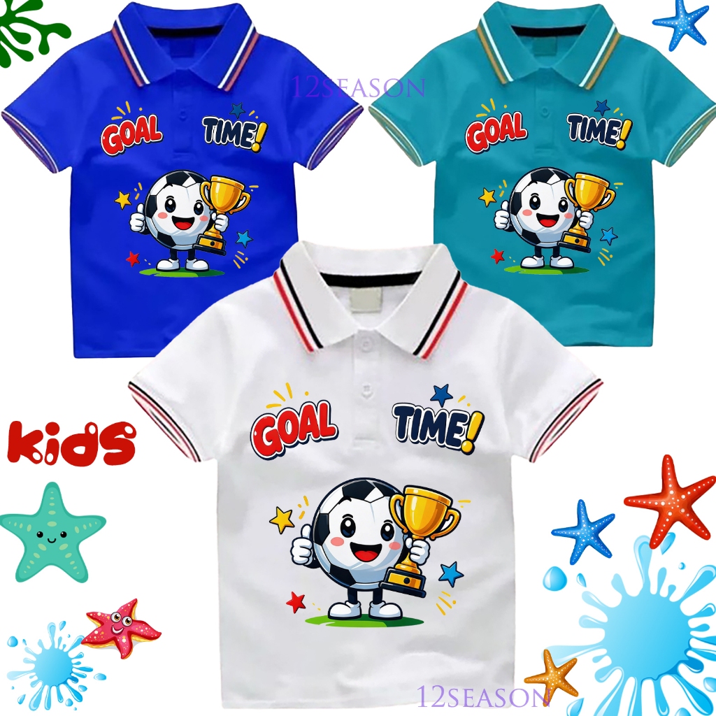 Baju Kaos Polo Anak Laki Laki Motif Bola GOLD TIME Wangki Anak Perempuan Tshirt Kaos Kerah 3-10 Tahu