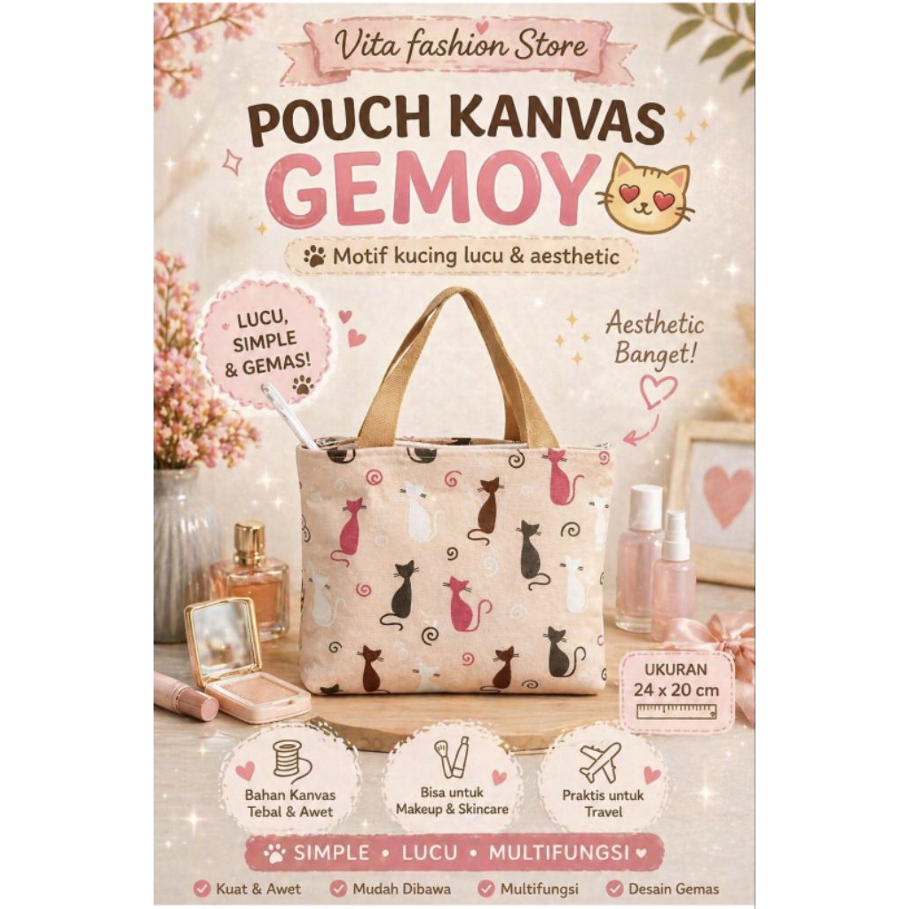 Pouch Mini Wanita Multifungsi Simple Elegan Tas Kosmetik Kecil Aesthetic Kekinian