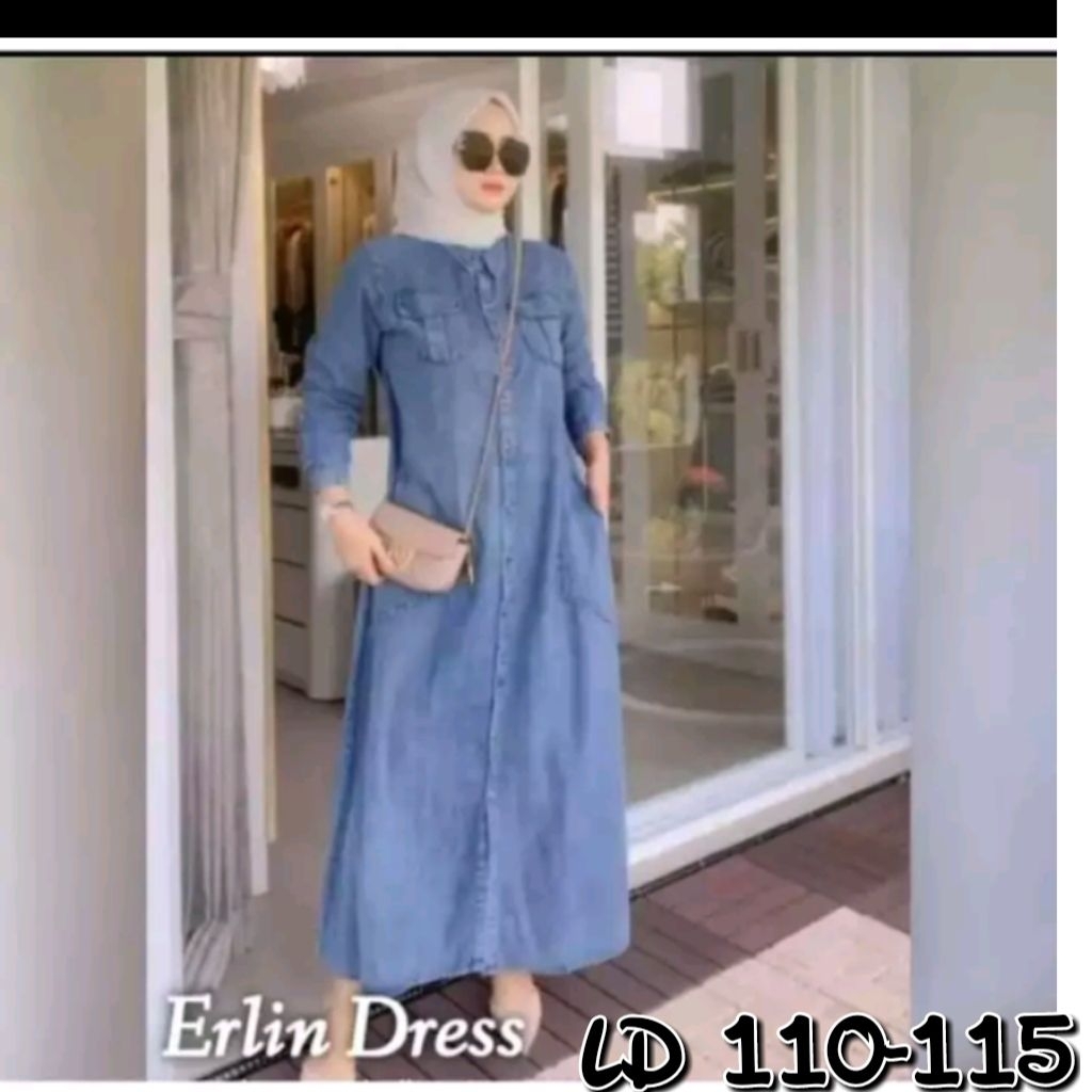 Gamis Jeans Snowash Kekinian // Dress Maksi // Gamis Denim Wanita Muslimah // Cod