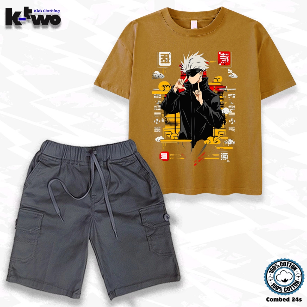 Setelan Celana Cargo Anak Laki-Laki K-Two 3-12 Tahun Nyaman Dipakai Motif Keren